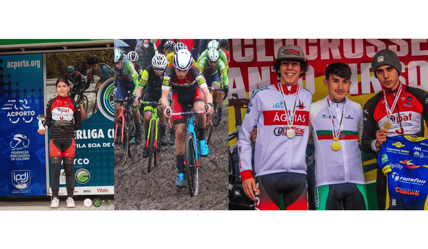 Atletas do Penafiel Bike Clube no pódio do Campeonato Nacional de Ciclocrosse