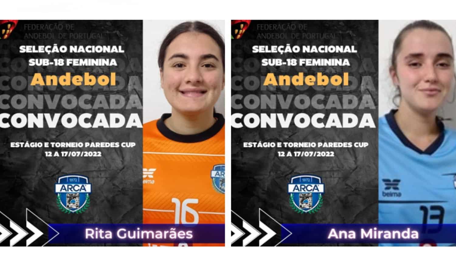 Atletas da ARCA convocadas para o estágio da seleção nacional feminina de sub-18 em Paredes