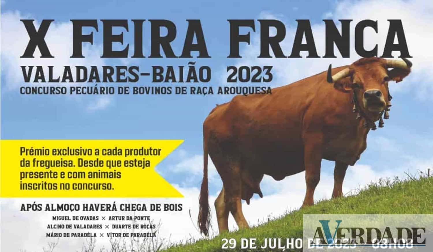 Baião: Valadares vai acolher Concurso Pecuário de Gado Bovino de Raça Arouquesa 