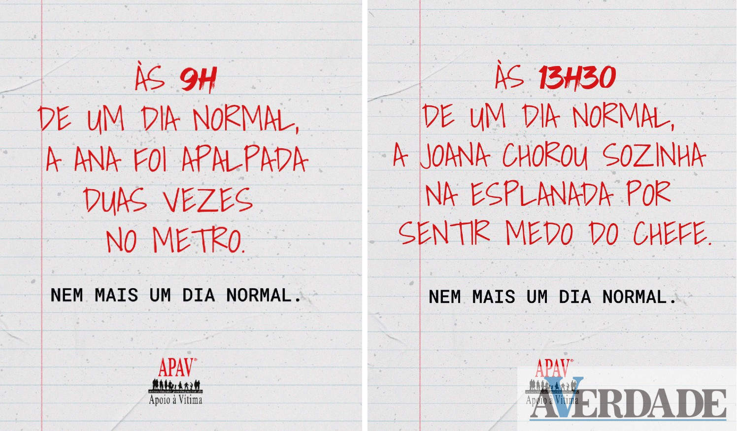 APAV lança nova campanha de sensibilização: "Nem mais um dia normal"